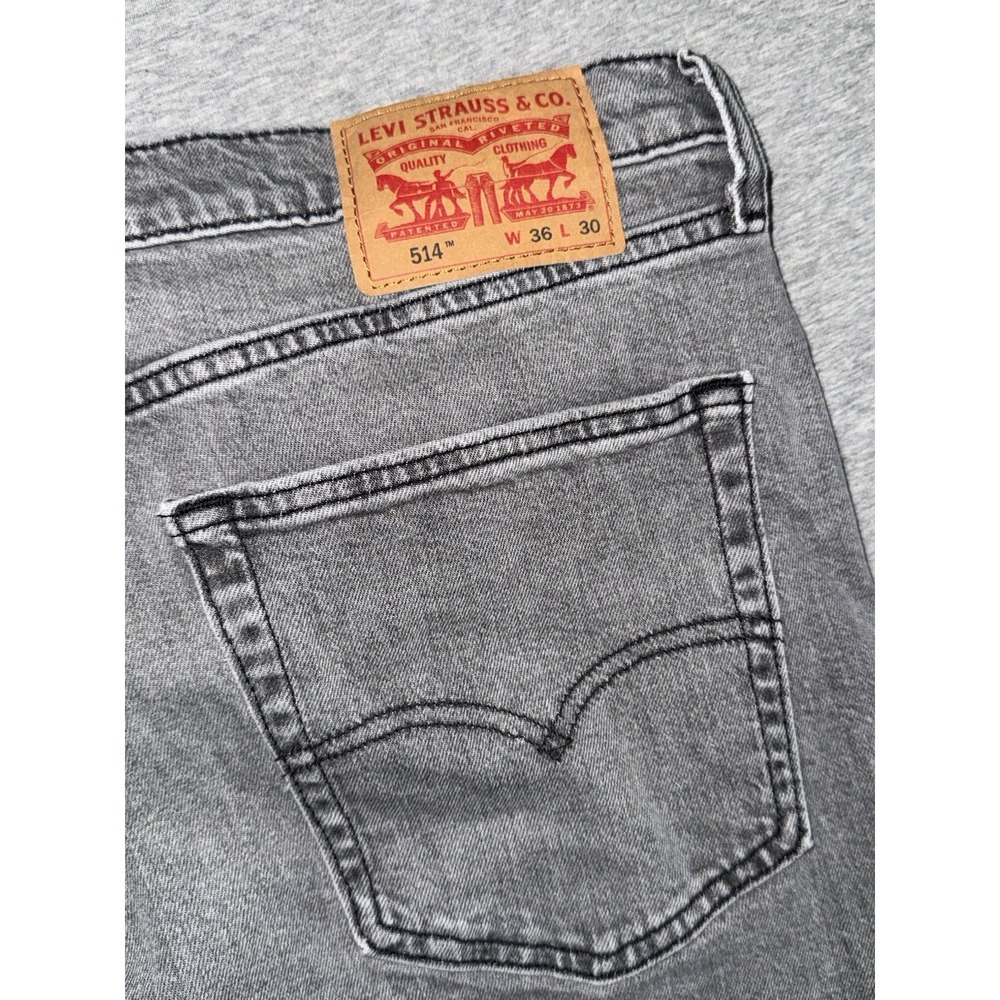 Levi 514 Mens Straight Fit Gray Jeans Size 36x30 Denim Pant Stretch Buttery Soft - Picture 6 of 13
